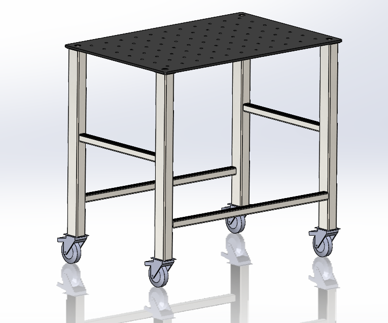Metināšanas galda konstrukcijas otrais 3D CAD skats